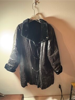 Vintage Borgazia Dubrowsky Perlbinder Black Deep Pile Faux Fur Coat Jacket